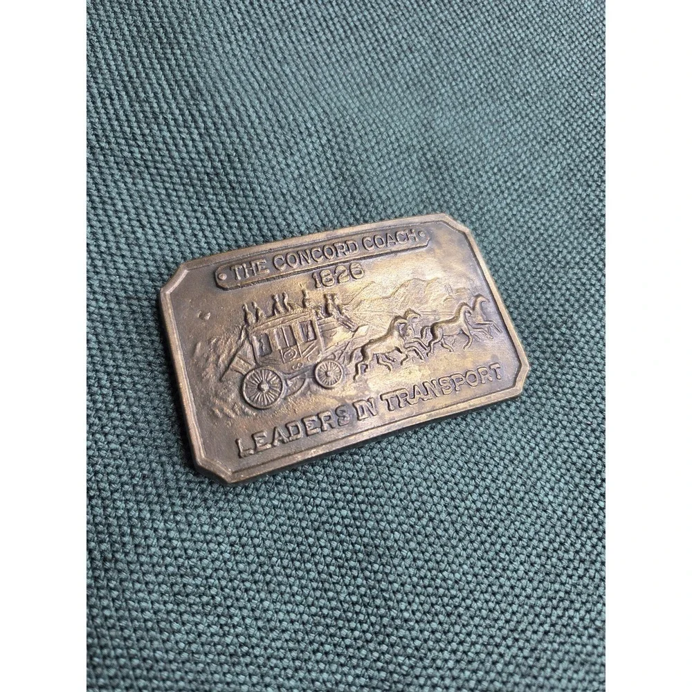Vintage Concord Coach Transport Solid Brass Belt Buckle Leaders in Transport